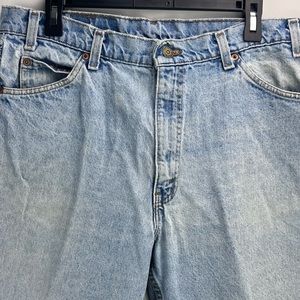 Vintage Mens Levi’s denim 36W ORANGE tab made in USA light wash jeans shorts